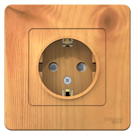 SCH  BLANCA  Ясень  Роз. с з/к со шторк. 16А, 250В, СП BLNRS001115