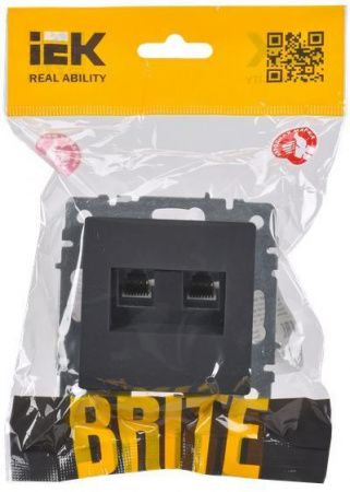 BRITE Розетка двойная RJ11+RJ45 кат.5E РК/Т12-БрГ графит IEK