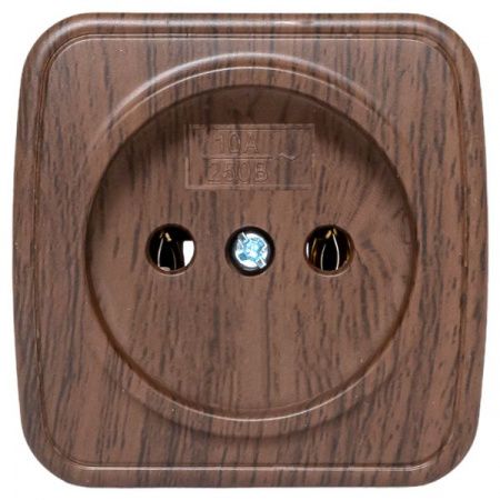 Розетка 1-местная ОП Минск 10А без заземления тёмное дерево EKF