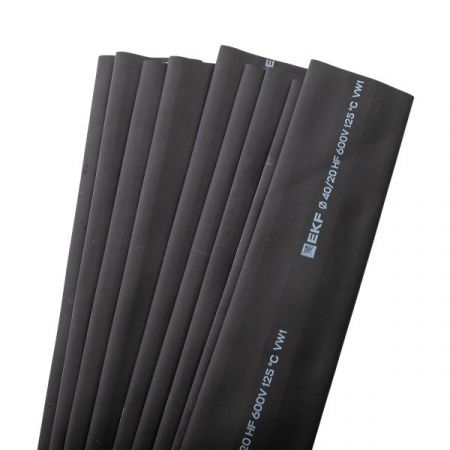 Термоусаживаемая трубка ТУТ нг 40/20 черная в отрезках по 1м EKF PROxima