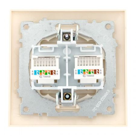Валенсия розетка компьютерная RJ-45 2-местная кремовая EKF PROxima
