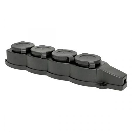 Розетка (колодка) четырехместная с защит. крышками каучуковая 230В 2P+PE 16A IP44 EKF Марс