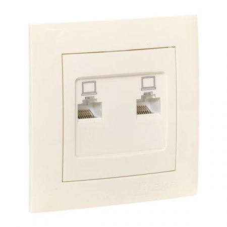 Валенсия розетка компьютерная RJ-45 2-местная кремовая EKF PROxima