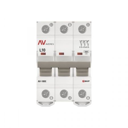 Выключатель автоматический AV-10 DC 3P 10A (L) 10kA EKF AVERES