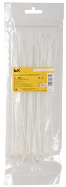 Хомут (стяжка)  нейлон   2.5 х 200  бел.  (100шт)  IEK UHH31-D025-200-100