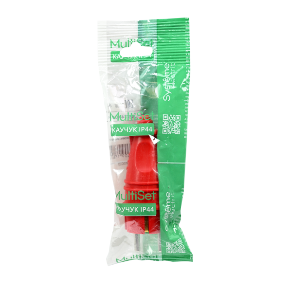 MultiSet Вилка 2К+З прямая каучуковая 16А/250В IP44 Красная