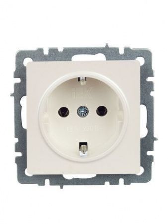 BRITE Розетка 1-местная с заземлением без защитных шторок 16А РС11-1-0-БрЖ жемчуг IEK