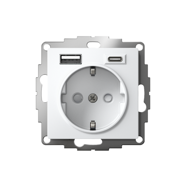 Зарядка розетка с/з 16А + USB A+С 5В/2,4А/3,0А, 2х5В/1,5А SE AtlasDesign, лотос
