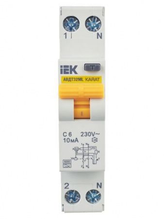 Выключатель автоматический дифференциального тока АВДТ32ML тип A С6 10мА KARAT IEK