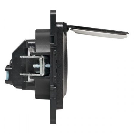 Стокгольм Механизм Розетки 1-местной с/з 16А автоматические клеммы черный с крышкой и защ. штор. IP44 EKF PROxima