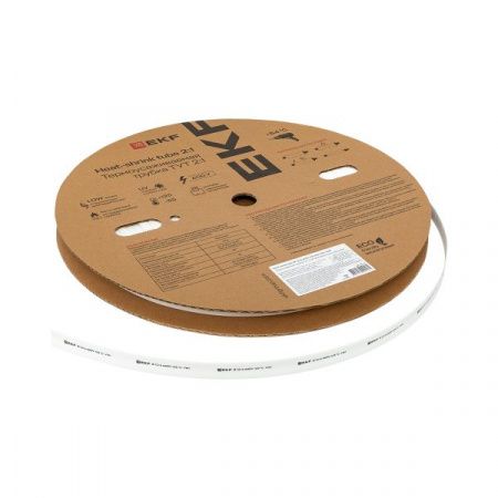 Термоусаживаемая трубка ТУТ нг 12/6 белая рулон EKF PROxima