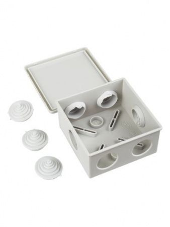 Коробка распаячная КМ41235 для открытой проводки безгалогенная (HF) 85х85х40мм IP44 6 гермовводов серая IEK