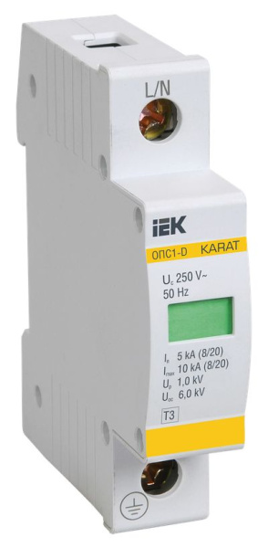KARAT Ограничитель импульсного перенапряжения ОПС1-D 1P In=5кА Un=230В Im=10кА IEK