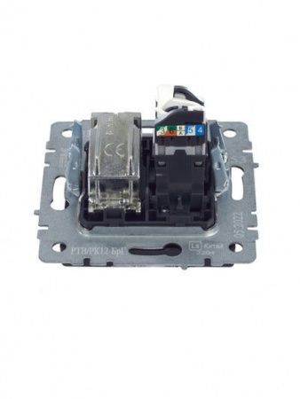 BRITE Розетка двойная TV+RJ45 кат.5E РТВ/РК12-БрГ графит IEK