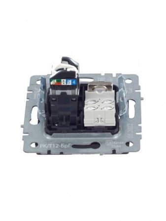 BRITE Розетка двойная RJ11+RJ45 кат.5E РК/Т12-БрГ графит IEK