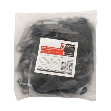 Дюбель-хомут для круглого кабеля (19-25мм) черный (100шт.) EKF PROxima