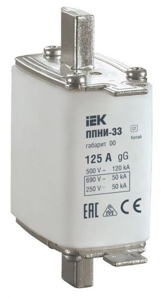 Плавкая вставка предохранителя ППНИ-33 габарит 00 125А IEK