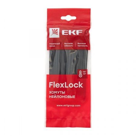 Хомут P6.6 стандартный (ч), 2.5x150 (100шт) FlexLock EKF