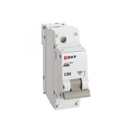 Автоматический выключатель ВА 47-100M 1P 80А (C) 10kA без теплового расцепителя EKF PROXIMA
