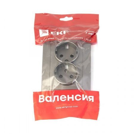 Валенсия лицевая панель розетки 2-местной с/з 16А графит с защ. штор. EKF PROxima