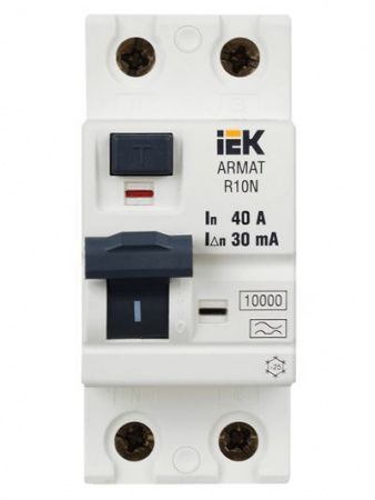 ARMAT Выключатель дифференциального тока R10N 2P 40А 30мА тип A IEK