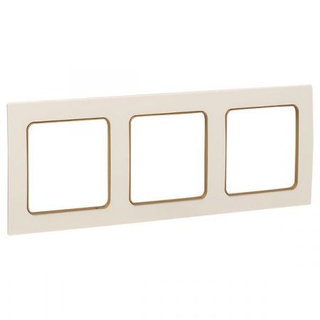 Стокгольм Рамка 3-местная белая с линией цвета шампань EKF PROxima