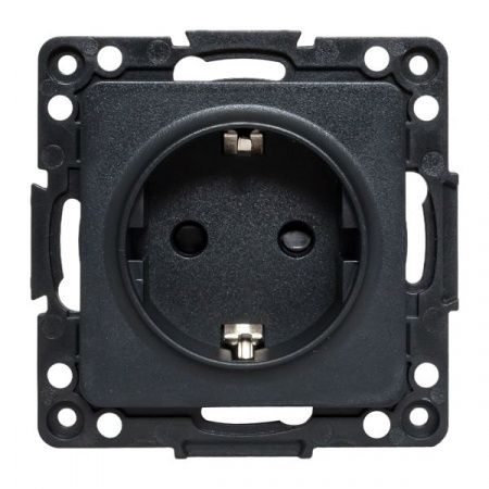 Стокгольм Механизм Розетки 1-местной с/з 16А автоматические клеммы черный с защ. штор. EKF PROxima