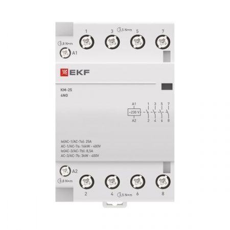 Контактор модульный КМ 25А 4NO 230В АС (3 мод.) PROXIMA EKF