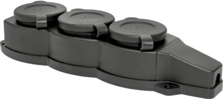 Розетка (колодка) трехместная с защит. крышками каучуковая 230В 2P+PE 16A IP44 EKF Марс