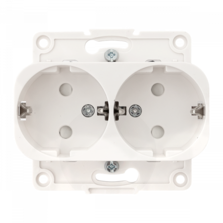 Стокгольм Механизм Розетки 2-местной с/з 16А автоматические клеммы белый с защ. штор. EKF PROxima