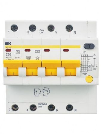 Диф. автомат  4П  50А 100мА  IEK  хар-кА С АД14S