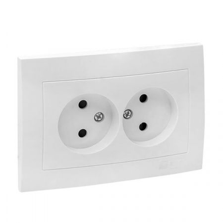 Валенсия розетка 2-местная б/з 10А белая с защ. штор. EKF PROxima