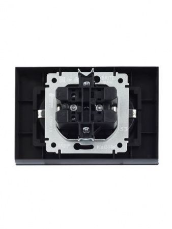 BRITE Розетка 2-местная с заземлением с защитными шторками 16А в сборе РСш12-3-БрГ графит IEK