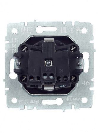 BRITE Розетка 1-местная с заземлением без защитных шторок 16А РС11-1-0-БрС сталь IEK