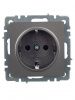 BRITE Розетка с заземлением/крышкой/шторками 16А РС14-1-0-БрС сталь