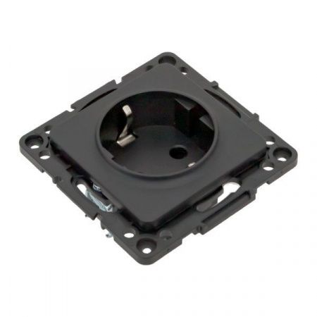 Стокгольм Механизм Розетки 1-местной с/з 16А автоматические клеммы черный с защ. штор. EKF PROxima