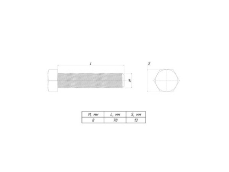 Болт шестигранный М8x70 DIN 933 EKF