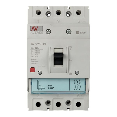 Выключатель автоматический в литом корпусе AV-POWER-1/3 20А 80кА TR EKF