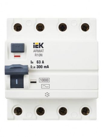ARMAT Выключатель дифференциального тока R10N 4P 63А 300мА тип AC IEK