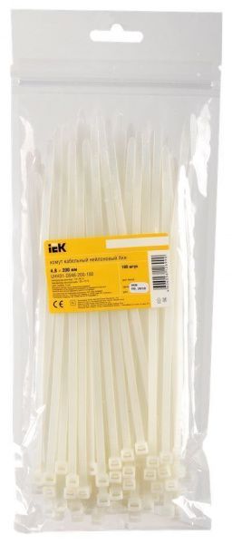 Хомут (стяжка)  нейлон   4.8 х 200  бел.  (100шт)  IEK UHH31-D048-200-100