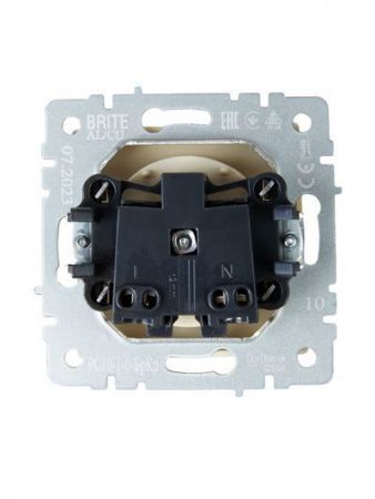 BRITE Розетка 1-местная без заземления без защитных шторок 10А РС10-1-0-БрКр бежевый IEK