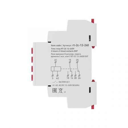 Реле времени (2 регулир. порога времени 2 исп. конт.) RT-2C 12-240В EKF PROxima