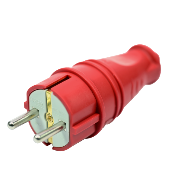 MultiSet Вилка 2К+З прямая каучуковая 16А/250В IP44 Красная