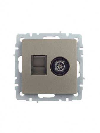 BRITE Розетка двойная TV+RJ45 кат.5E РТВ/РК12-БрШ шампань IEK