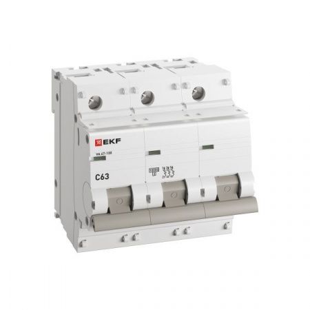 Автоматический выключатель ВА 47-100 3P 63А (C) 10kA PROXIMA EKF