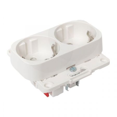 Стокгольм Механизм Розетки 2-местной с/з 16А автоматические клеммы белый с защ. штор. EKF PROxima