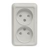 Рим Розетка 2-местная 10А без заземления белая с защ. штор. EKF