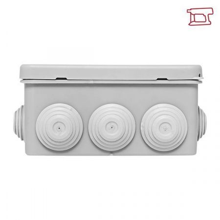 Коробка распределительная КМР-030-014 с крышкой (100x100x50) для прямого монтажа, 10 мембр. вводов серая IP55 EKF