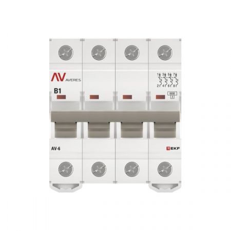 Выключатель автоматический AV-6 4P 1A (B) 6kA EKF AVERES