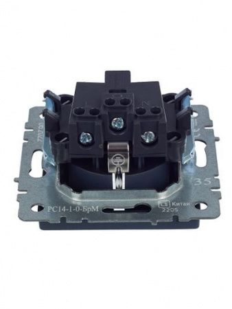 BRITE Розетка 1-местная с заземлением с защитными шторками 16А РС14-1-0-БрМ маренго IEK